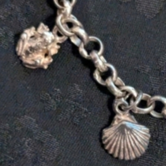 8" 925 Solid Sterling Silver Mini Sea Creature Ocean Charm Bracelet - Picture 12 of 16